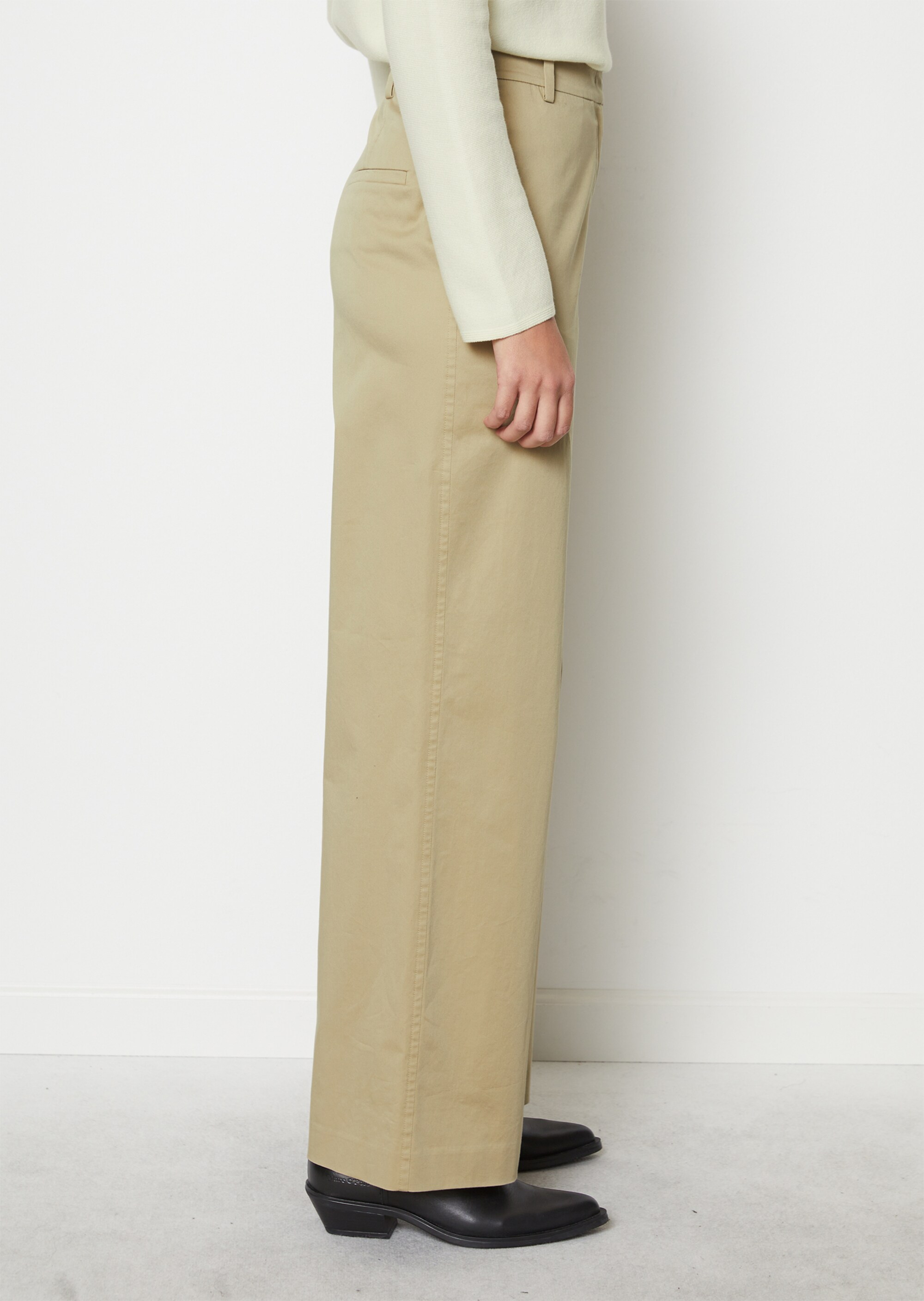 Wide Leg Pantsaus Baumwoll-Satin-Stretch