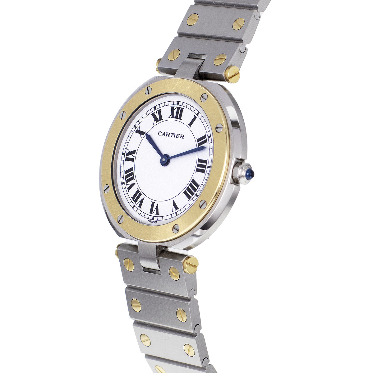 Montre d'occasion Cartier santos ronde femme