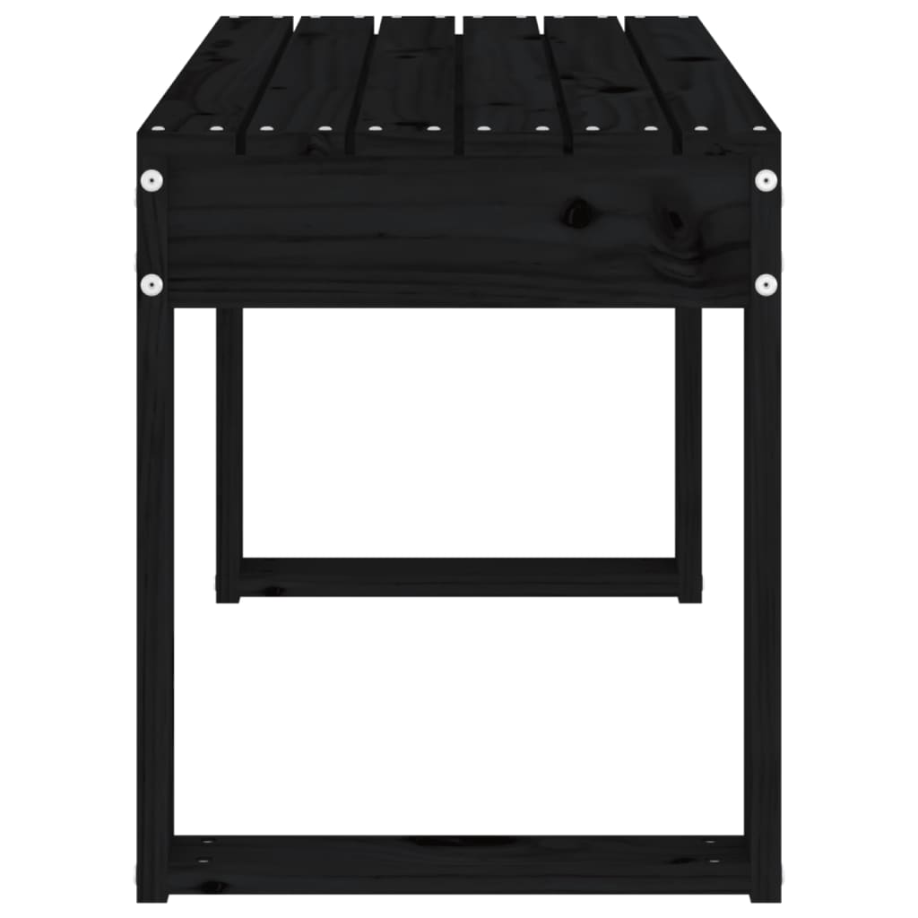 Banc de jardin noir 80x38x45 cm bois massif de pin