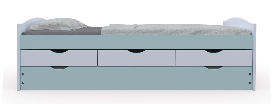 Stauraum-/Funktionsbett KILIAN 90 x 200 cm weiß/ pastellgrün