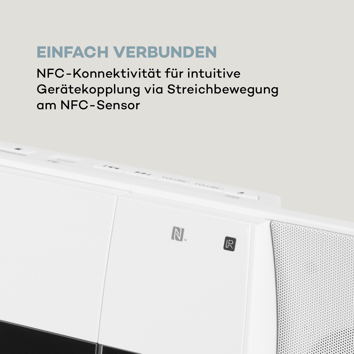 V-20 DAB Vertikal-Stereoanlage BT NFC CD MP3 USB DAB+ & UKW-Tuner Weiß