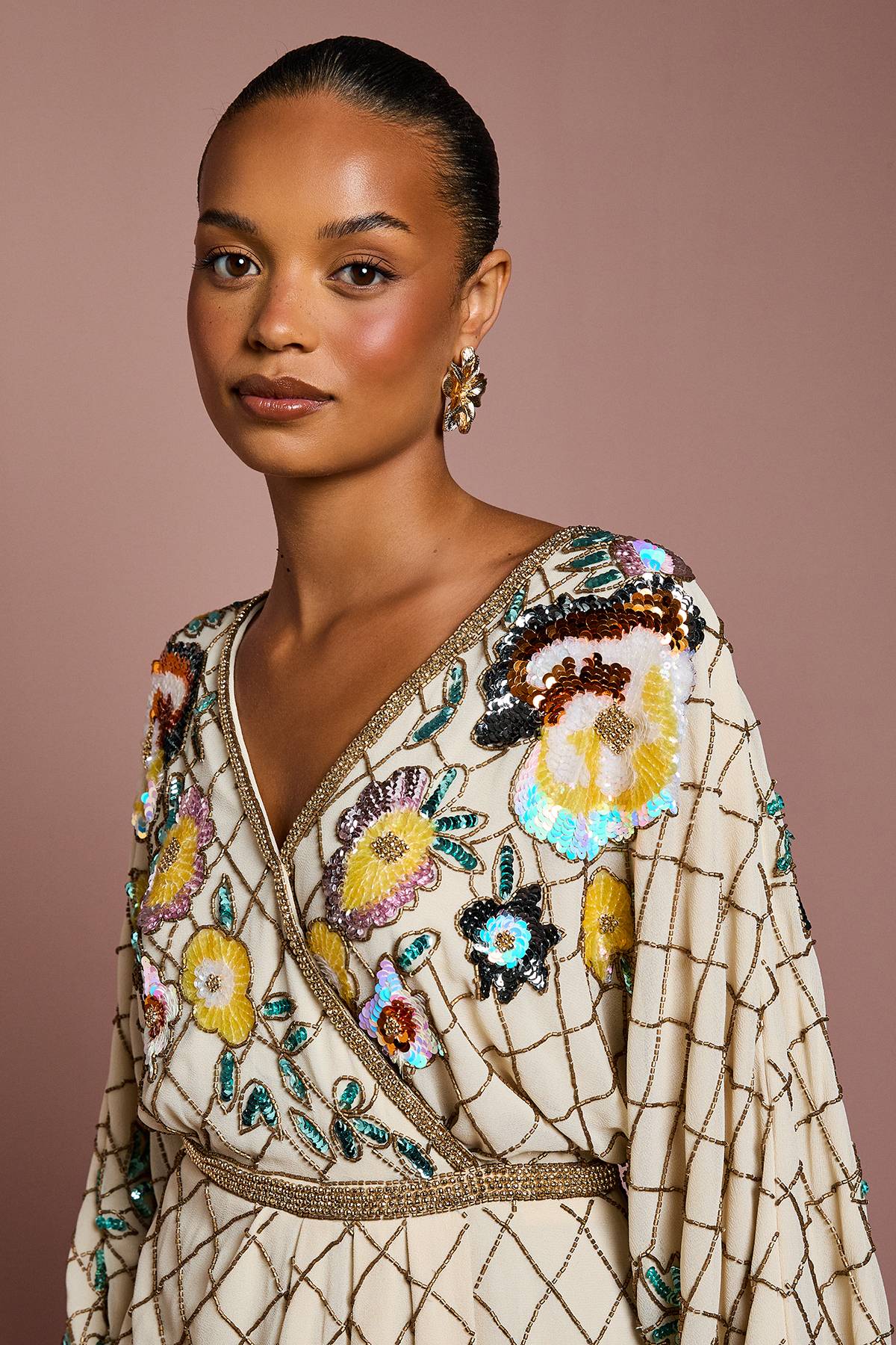 Coast Robe Courte Portefeuille à Ornements Floraux Taille Petite