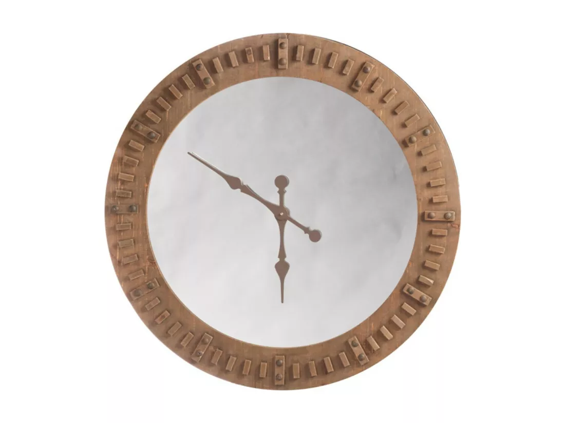 Horloge Miroir en Bois 