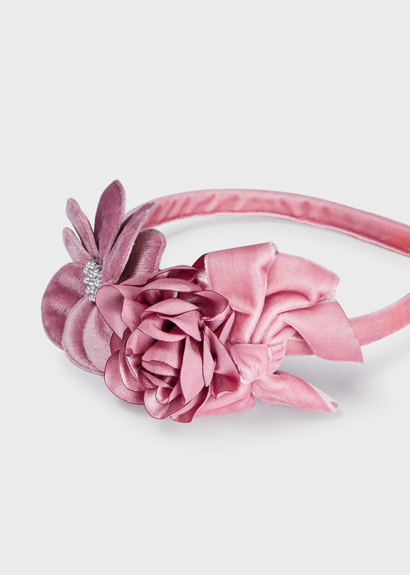 Tiara floral de veludo para meninas