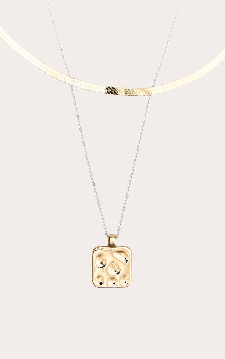 Multicolore Collier Pendentif À Chaîne Superposée Bicolore