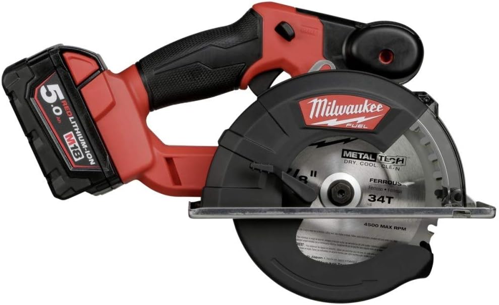 Milwaukee Metallkreissäge M18 Fmcs-502x mit 2x 5, 0 Ah Akku in HD-Box (Fuel), 18 V, Red, Rot
