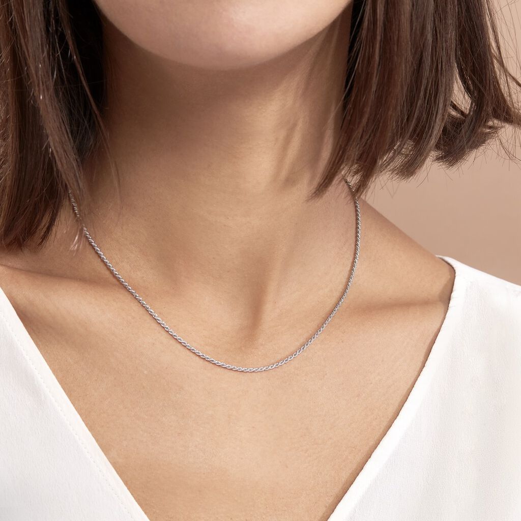 Collier Cacilda Maille Corde Argent Blanc