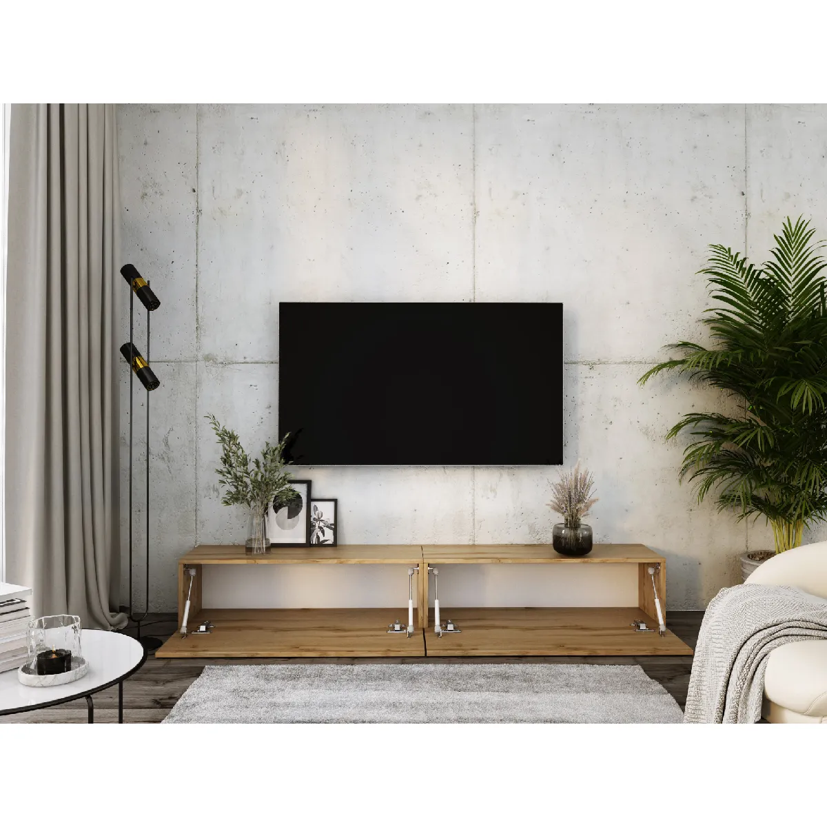 3xeliving Meuble TV suspendu chêne Wotan