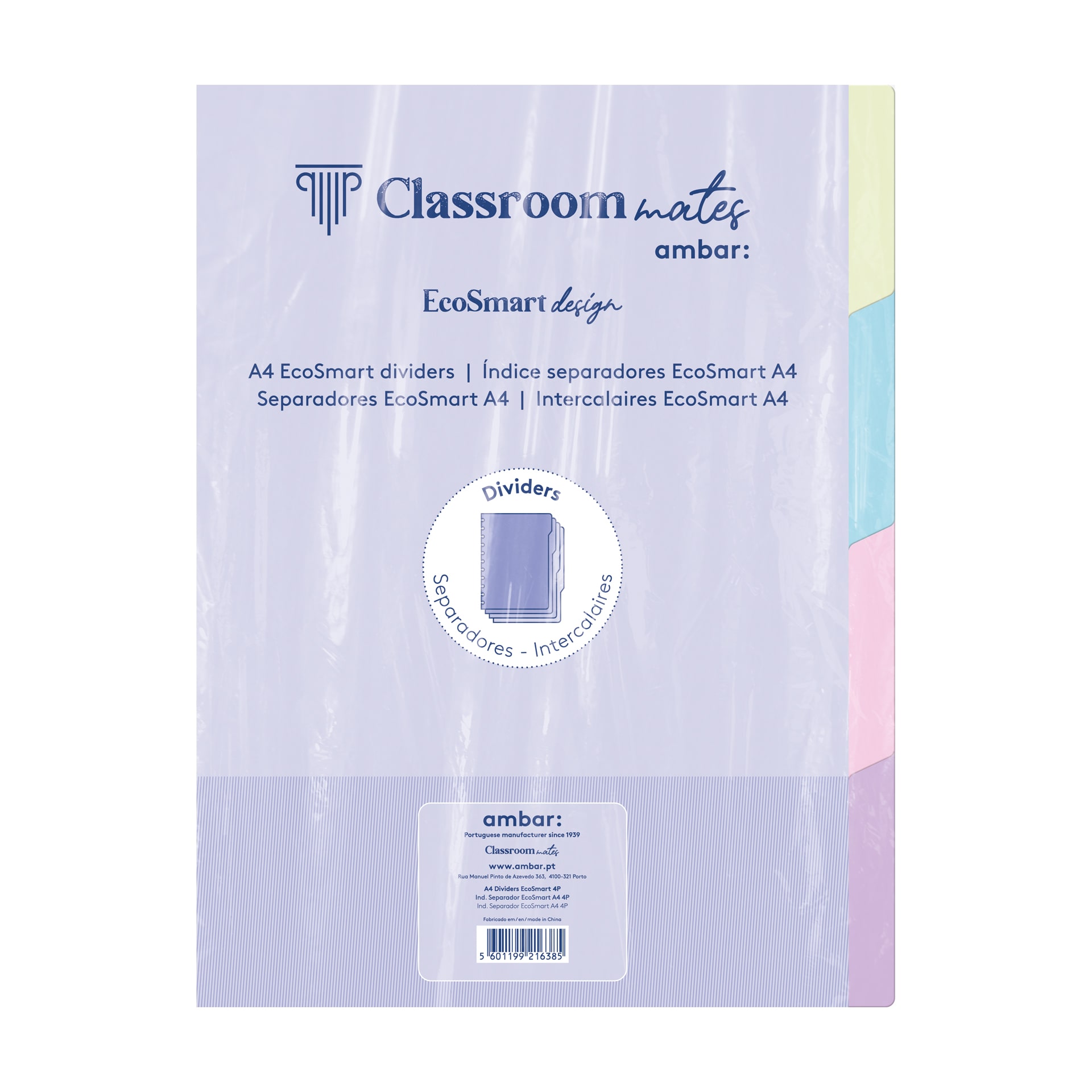 SEPARADOR PARA CADERNO ECOSMART AMBAR A4 4 POSIÇÕES