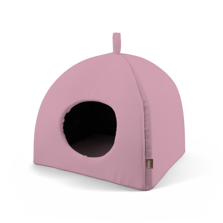 Iglu rosa antiderrapante Leeby para gatos