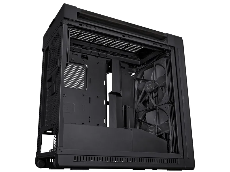 ASUS ProArt PA602 - Wood Edition - mid tower - udvidet ATX - sidepanel med vindue (hærdet glas) - ingen strømforsyning - sort - USB/Lyd