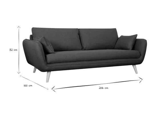 Canapé scandinave 3 places en tissu kaki et bois clair CREEP