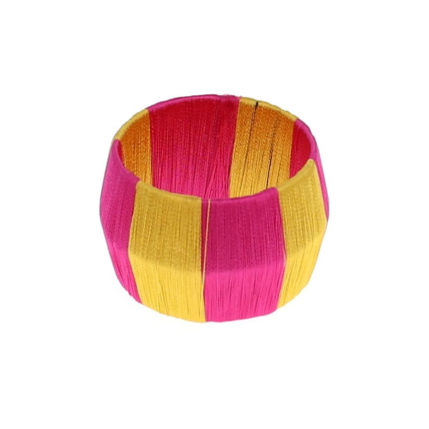 Rond de serviette rose et jaune Pondie Chérie