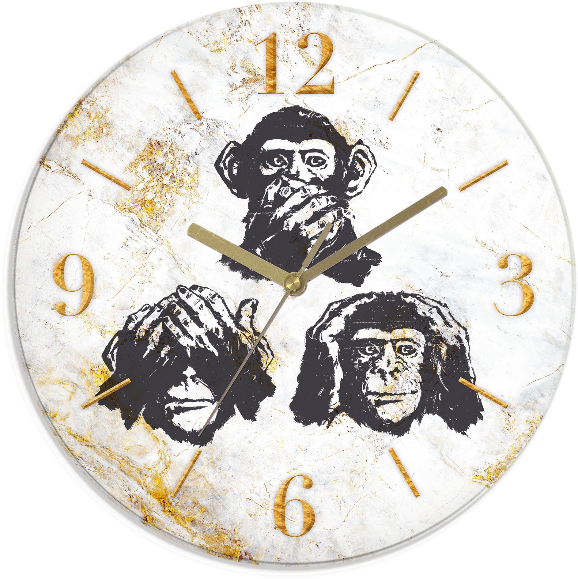 Leonique Wanduhr »Affen - Glas Ø 30cm« analog, 30 cm