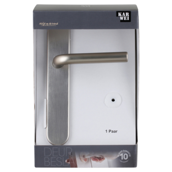 Karwei deurkruk set Gino ovaal blind schild RVS look aluminium