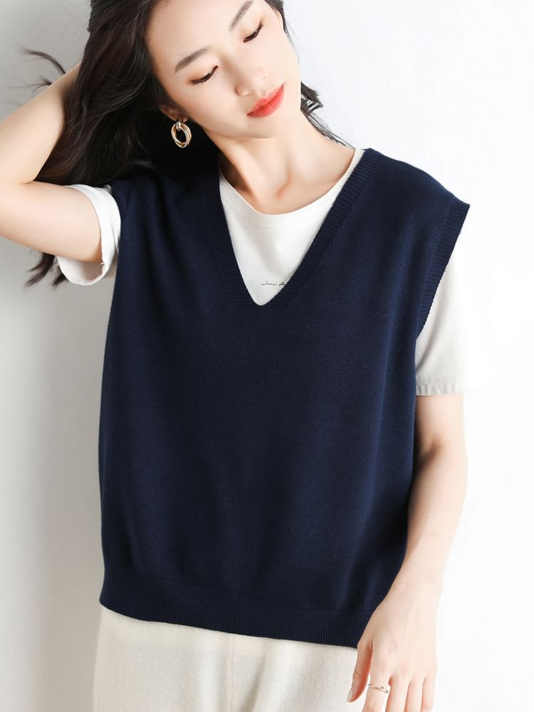 Cloud Nine - V-hals effen trui-vest