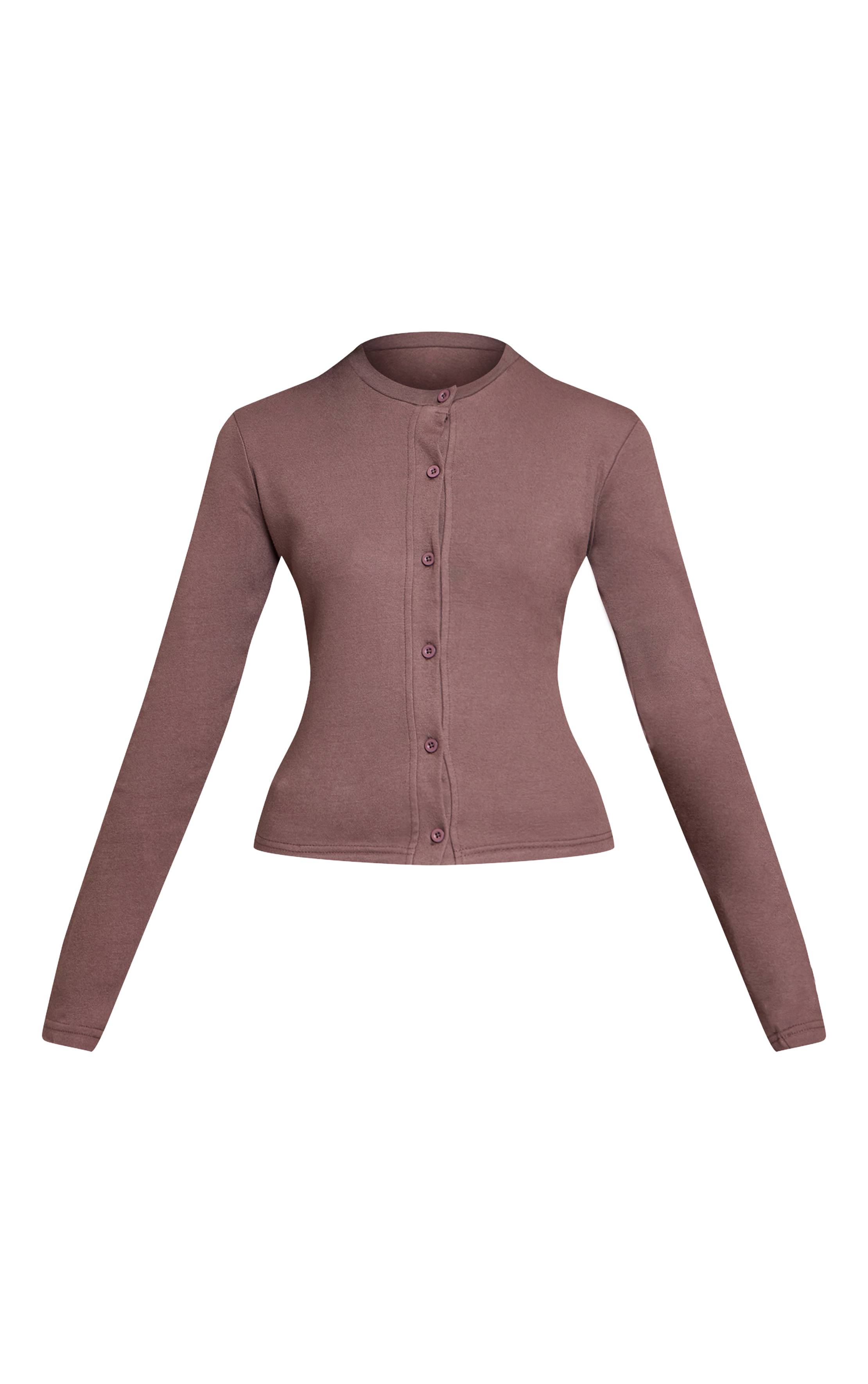 Deep Taupe Ensemble Haut Boutonné En Tissu Doux Au Toucher