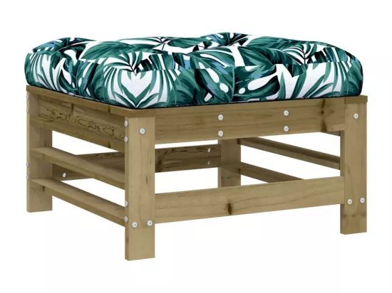 Repose-pied de jardin avec coussin bois de pin imprégné