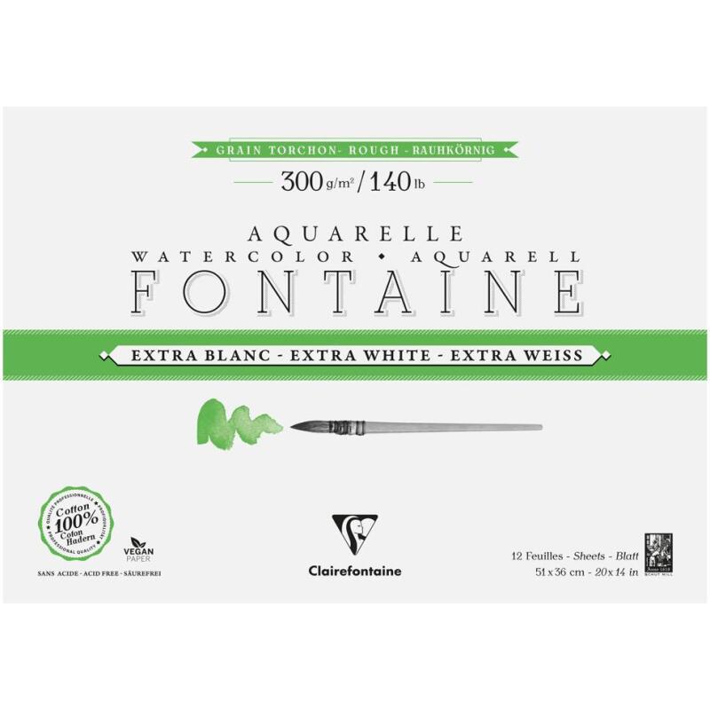 Fontaine Extra Blanc Grain Torchon bloc collé 4 côtés 12F 36x51cm 300g