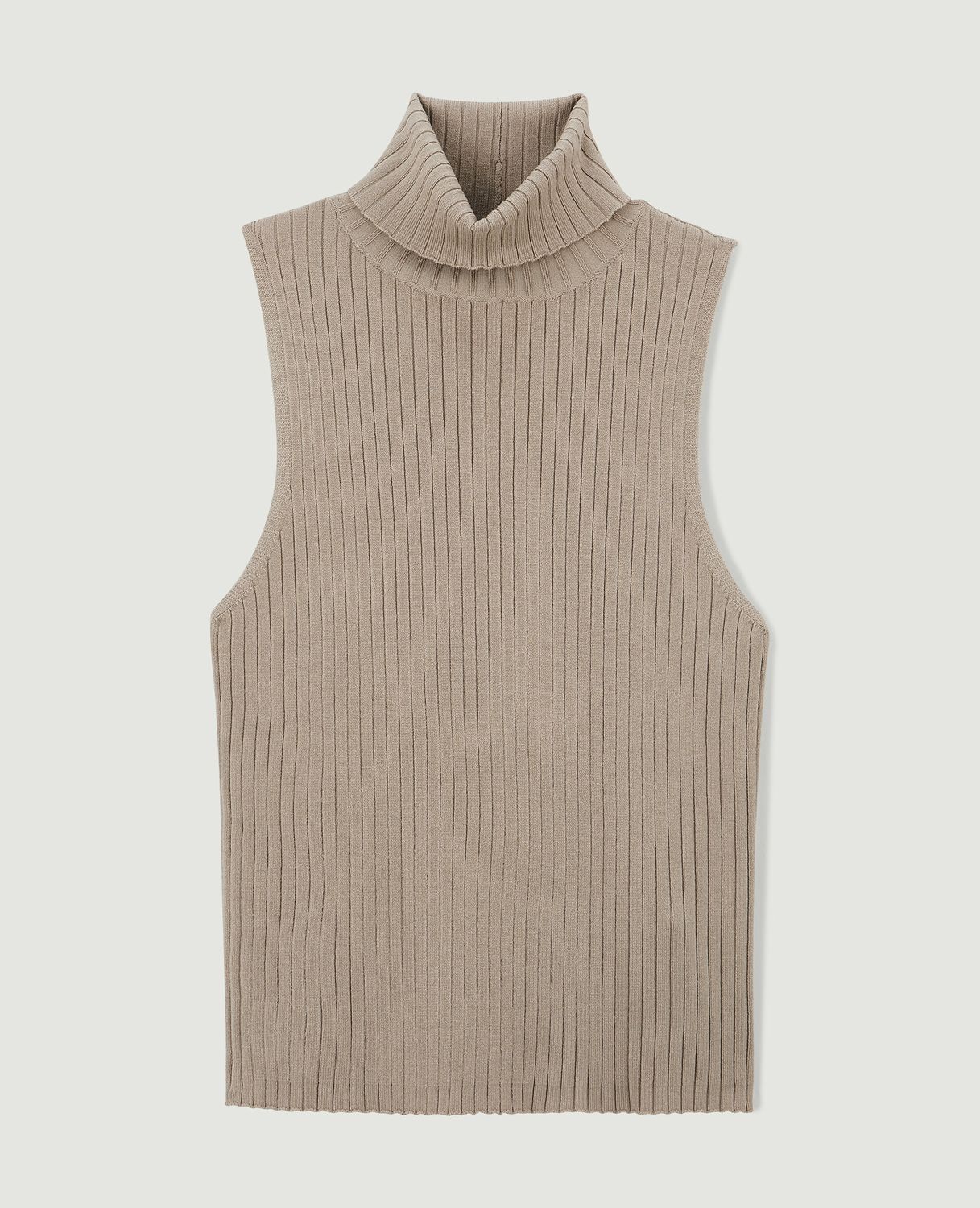 Top col roulé sans manches - Gris clair