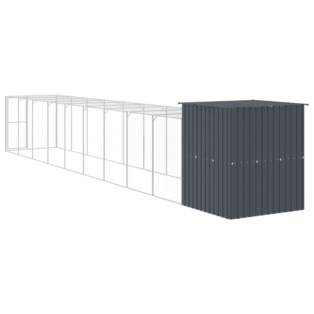 Poulailler avec cour anthracite 165x1067x181 cm acier galvanisé