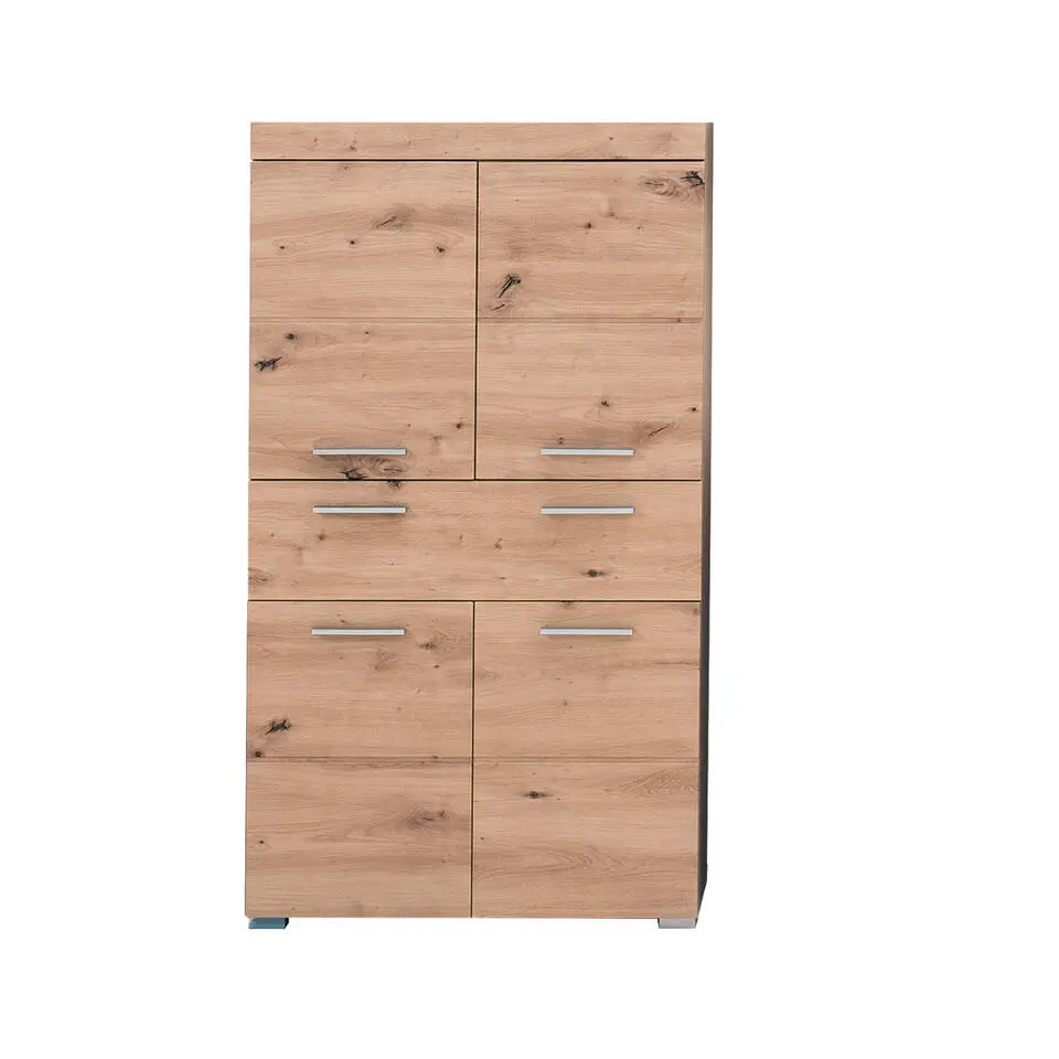 Hioshop AmandaMando badkamerkast 4 deuren- 1 lade eiken decor