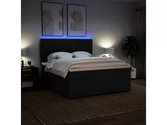 Sommier à lattes de lit avec matelas Noir 180x200 cm Tissu