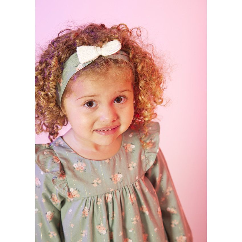 Bandeau nœud en tricot et fils lurex pour bébé fille - Vert