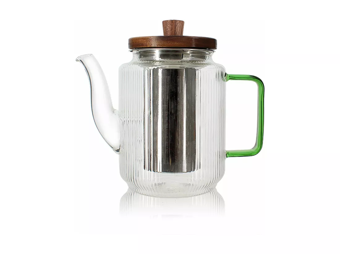 Ogo Living - Theiere Karl 550ml En Verre Borosilicate Anse Jade