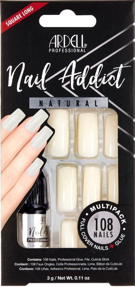 ARDELL Nail Addict Natural Multipack<br>108 Stück, Squared Long