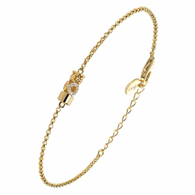 Bracelet Argent Doré Cercle Sertie De Zirconium Blanc