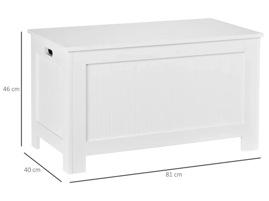 Coffre malle de rangement 81L x 40l x 46H cm MDF blanc