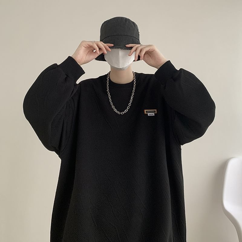 Lingaris - Oversized sweatshirt met ronde hals en effen applicatie