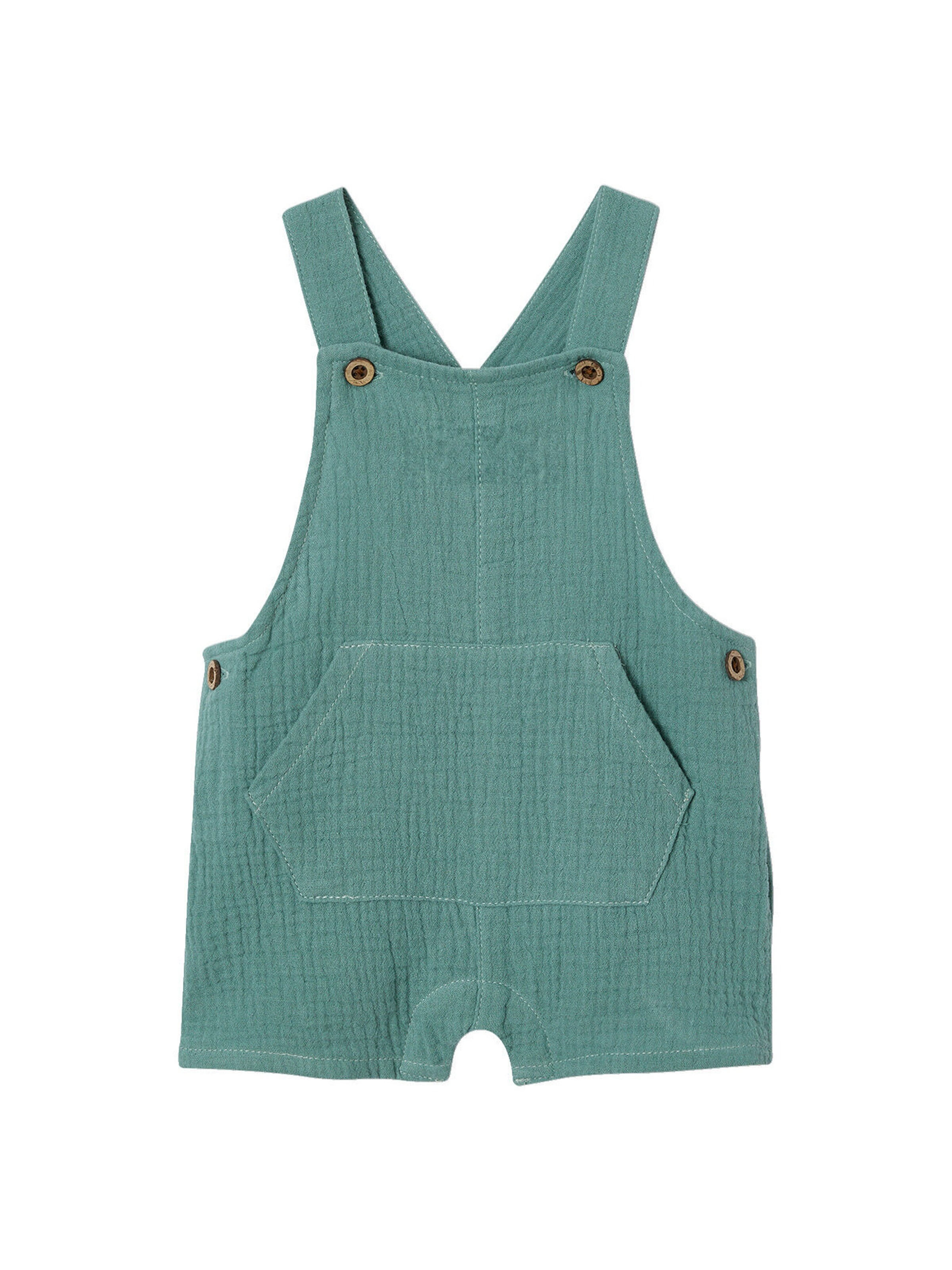 Vertbaudet Baby-Set: T-Shirt mit Streifen und Latzshorts smaragdgrün