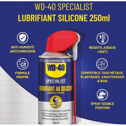 Bombe lubrifiant au silicone formule propre- Double spray - 250 mL