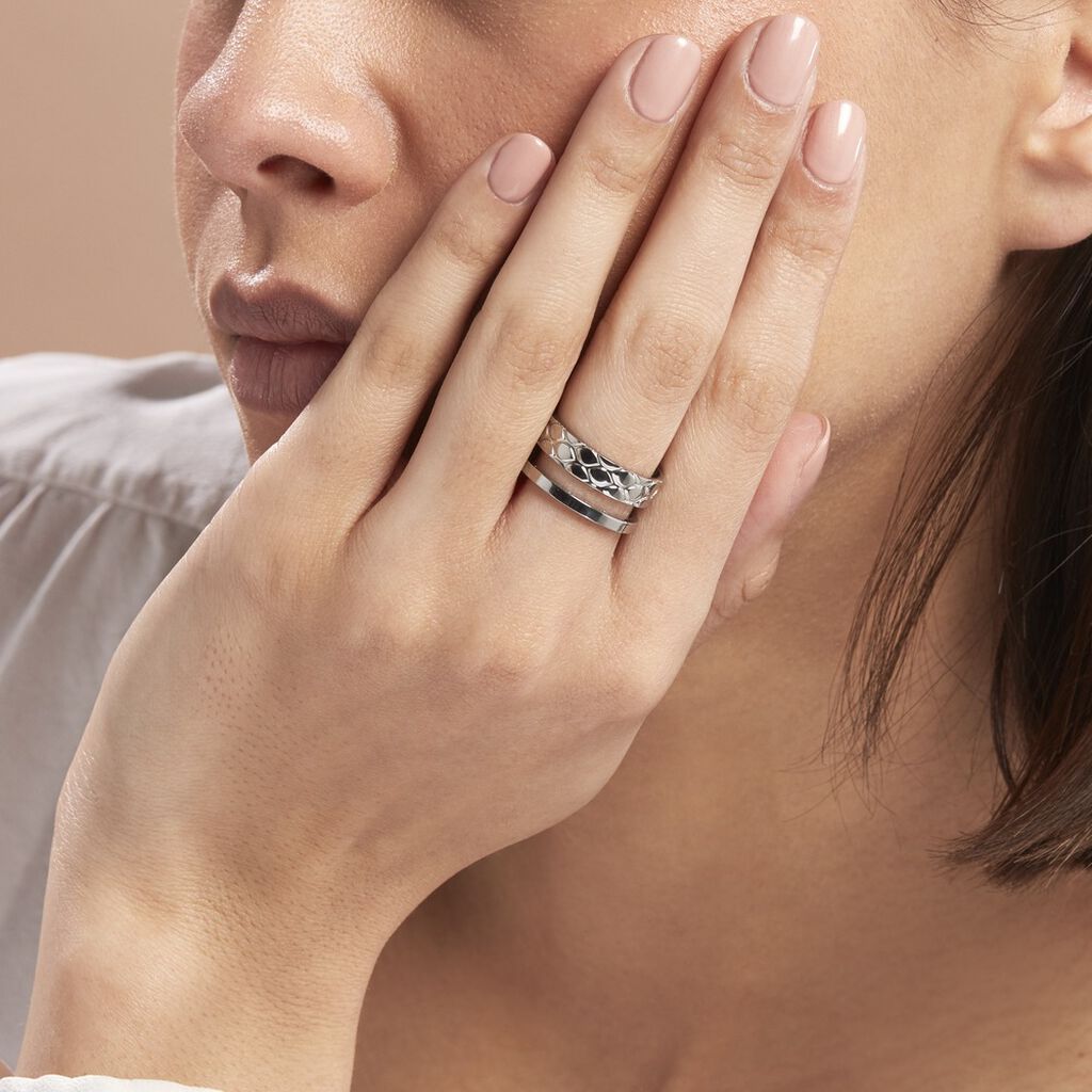 Bague Ajustable Abram Acier Blanc