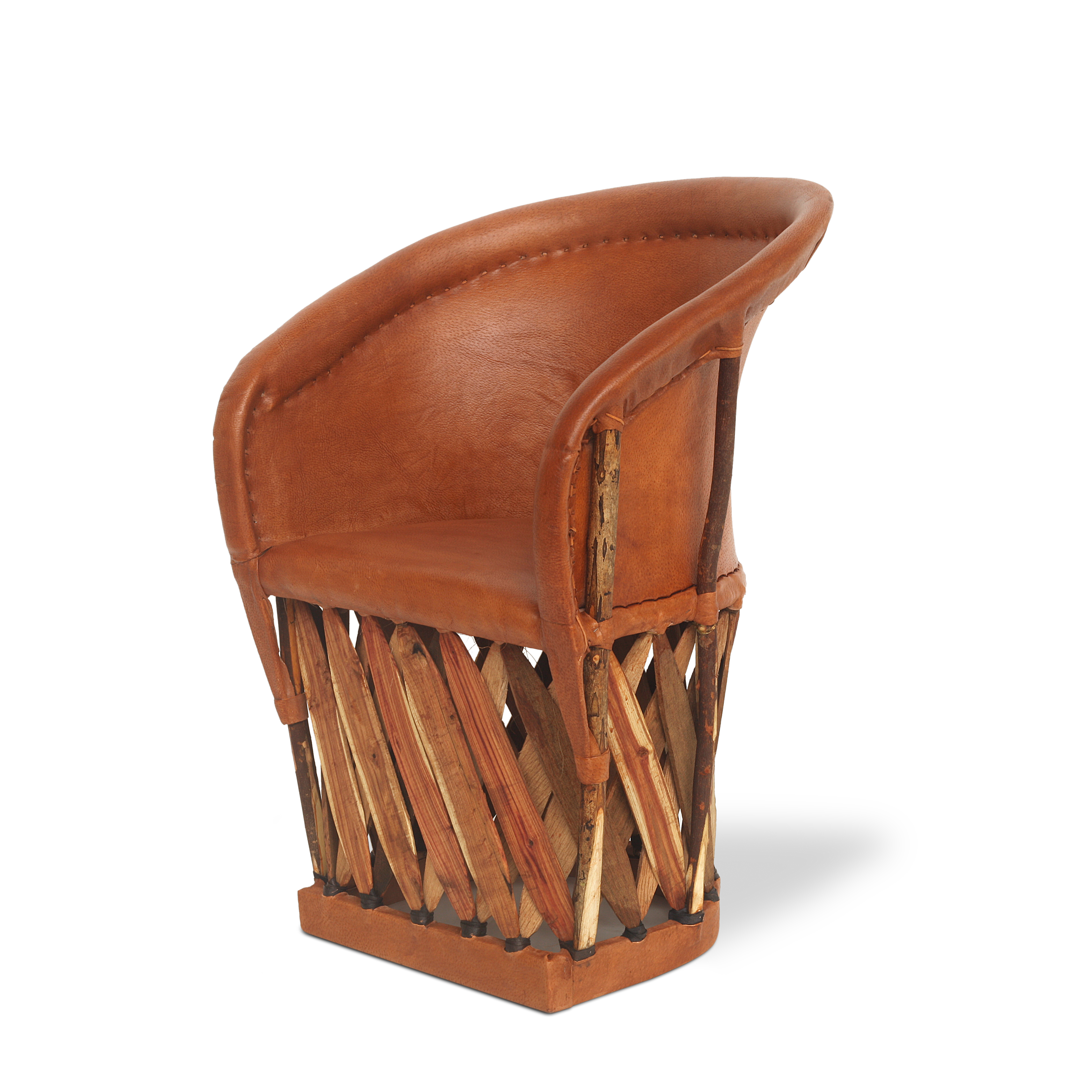 Ledersessel 'Equipales' mit Holzelementen, braun, B 50 cm, H 89 cm, L 45 cm von fischer's lagerhaus