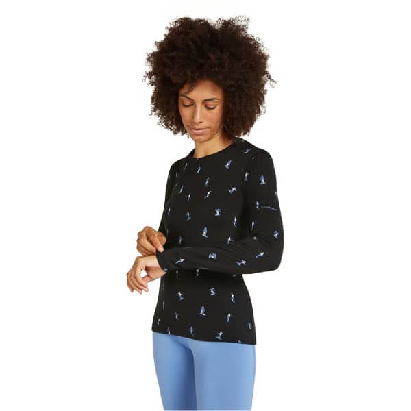 T-shirt thermique ICEBREAKER W M 200 OASIS LS CREWE SKI DAY BLACK/AOP