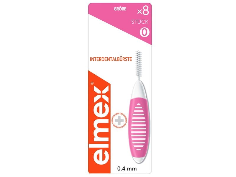elmex Interdentalbürsten Pink, Grösse 0 0,4 mm, 8 Stück Hochwertige Bürsten für eine zuverlässige Reinigung der Zahnzwischenräume