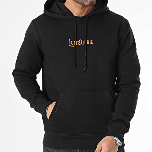Sweat Capuche Wave Noir Orange