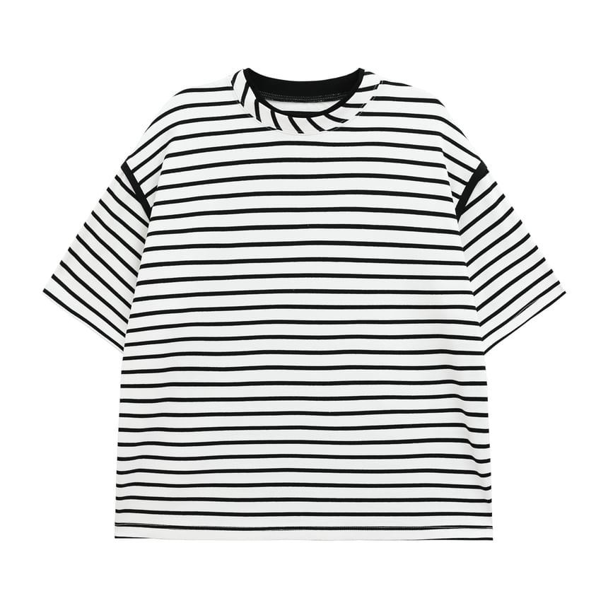 CHIC ERRO - Gestreept T-shirt met korte mouwen en ronde hals