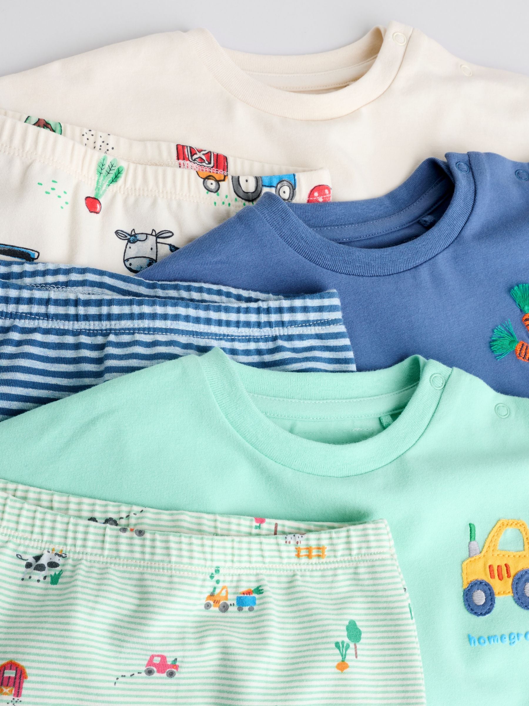 Felgekleurd met boerderijprint - Tops en Leggings 6 -delige babyset (0mnd-3jr)