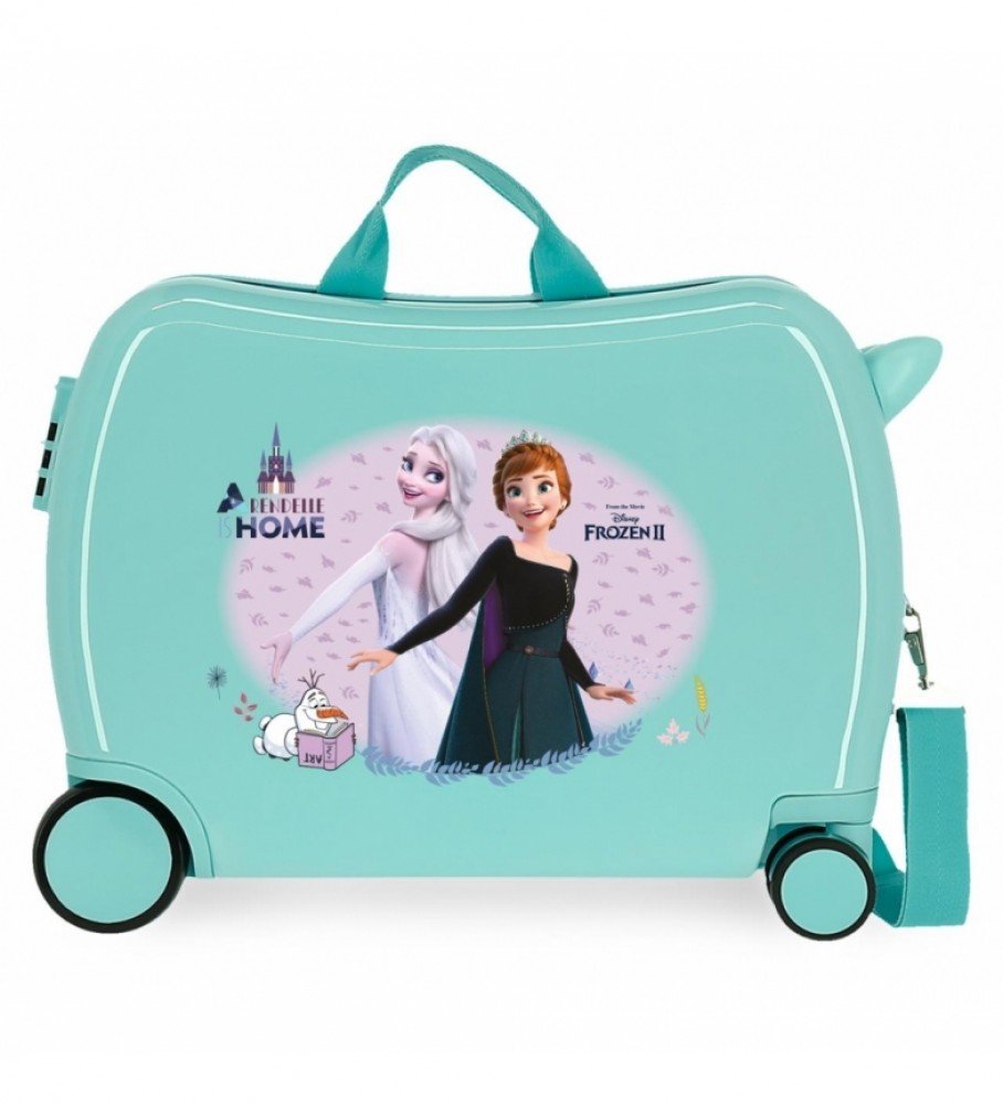 Mala infantil Joumma Bags Frozen Arendelle is Home com 2 rodas multidirecionais, turquesa - 38x50x20cm -