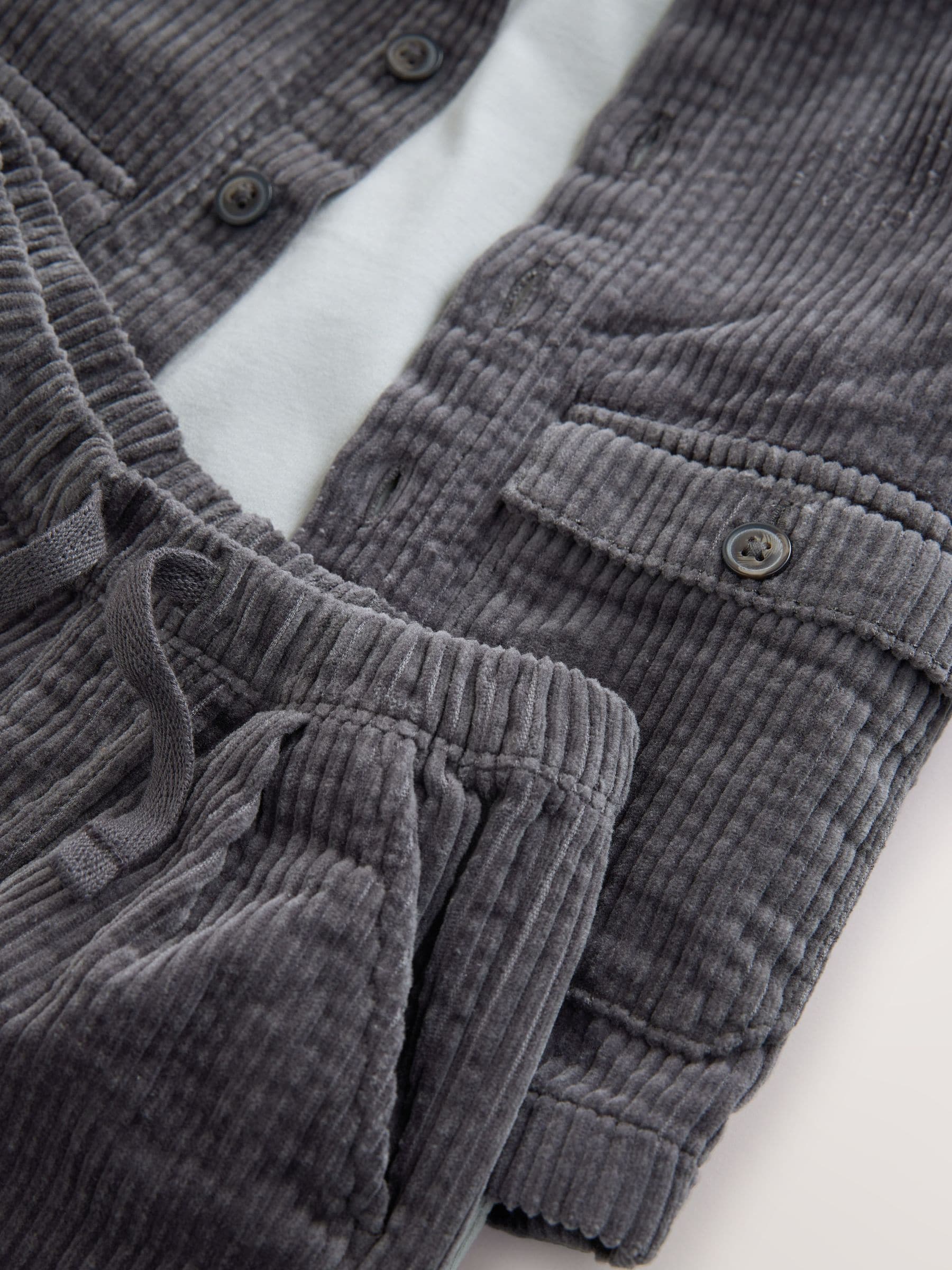 Antraciet - Set van T-shirt en Broeken van getextureerd corduroy Overshirt (3mnd-7jr)