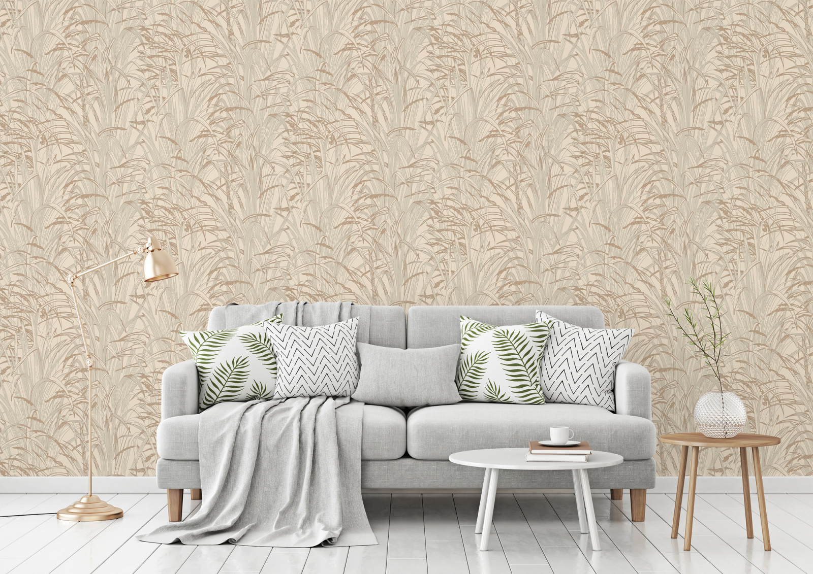 A.S. Creation Vliestapete - beige-creme - Pampasgras- 10 Meter