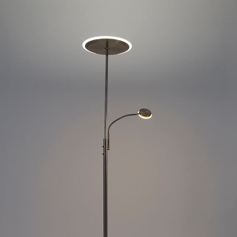 Moderne vloerlamp staal incl. LED dimbaar met leesarm - Strela