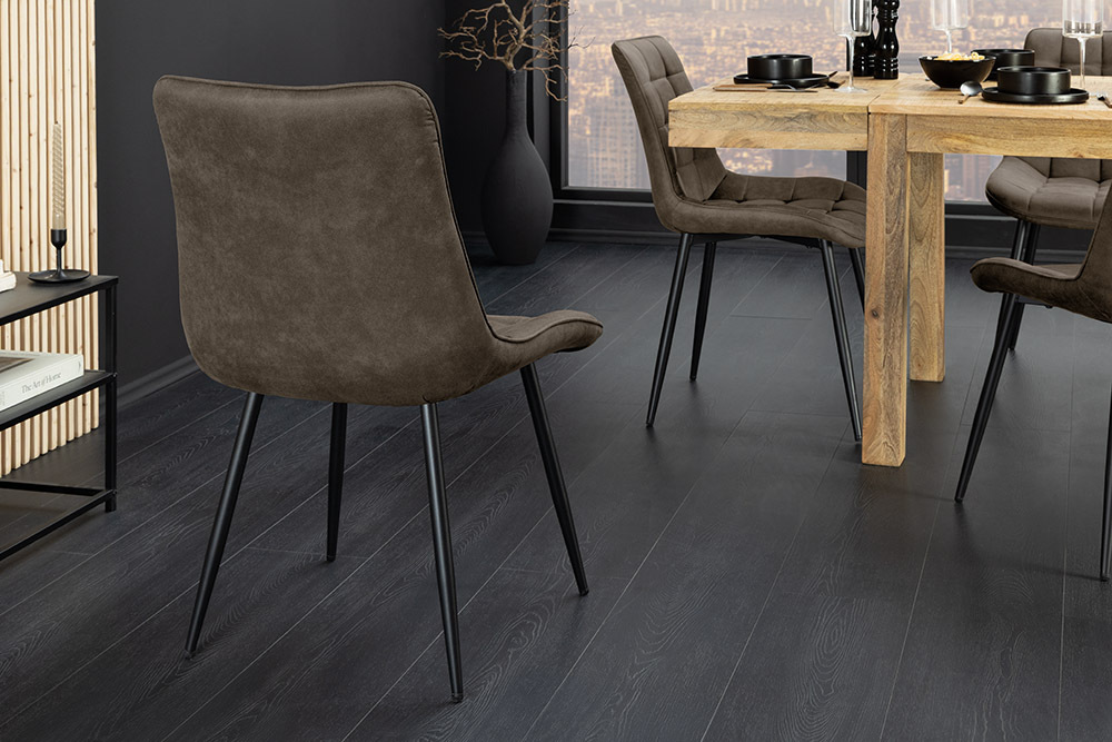 Design Stuhl ROADSTAR taupe schwarze Metallbeine