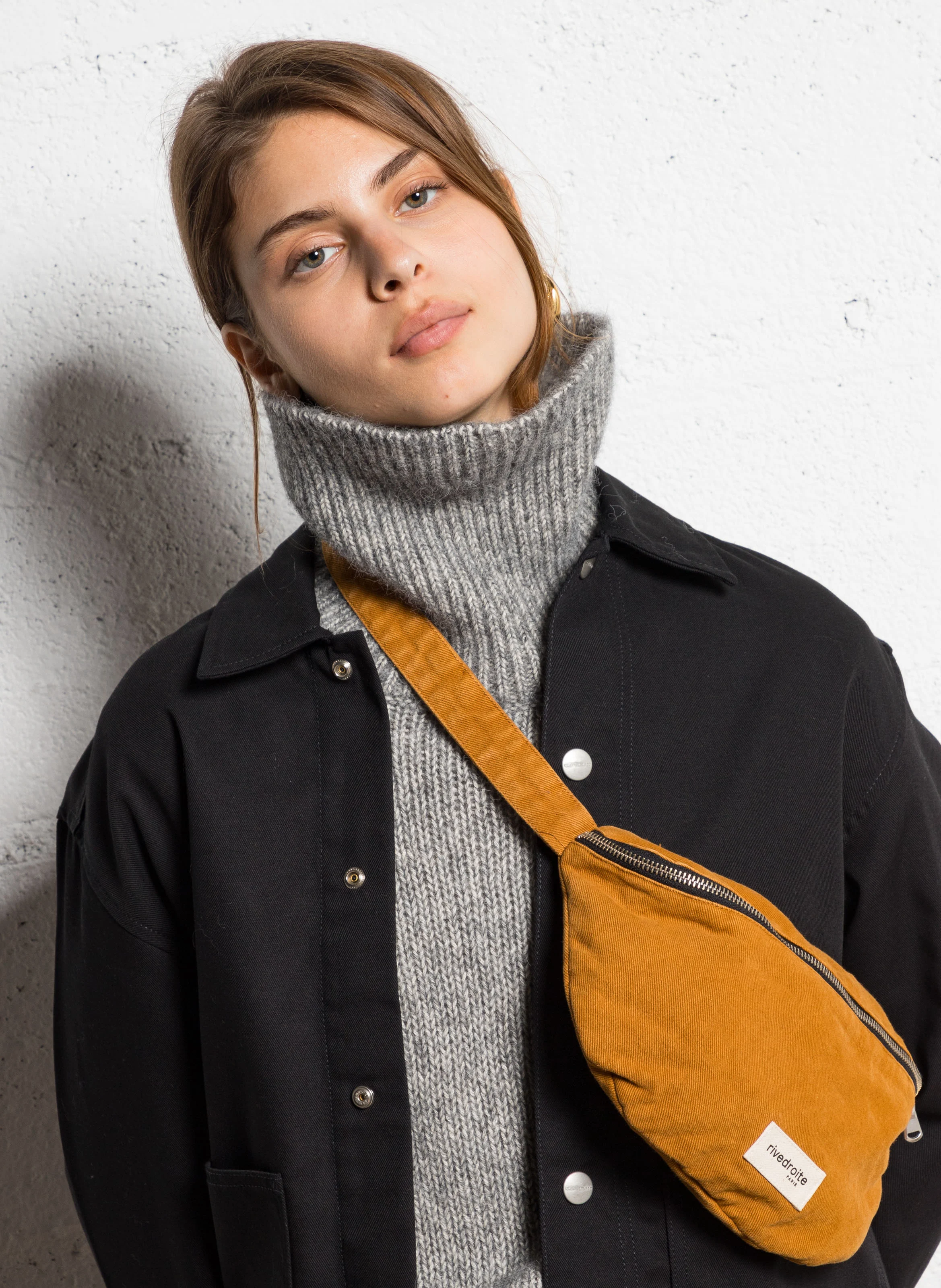 CUSTINE - Sac banane en coton recyclé imprimé | Marron