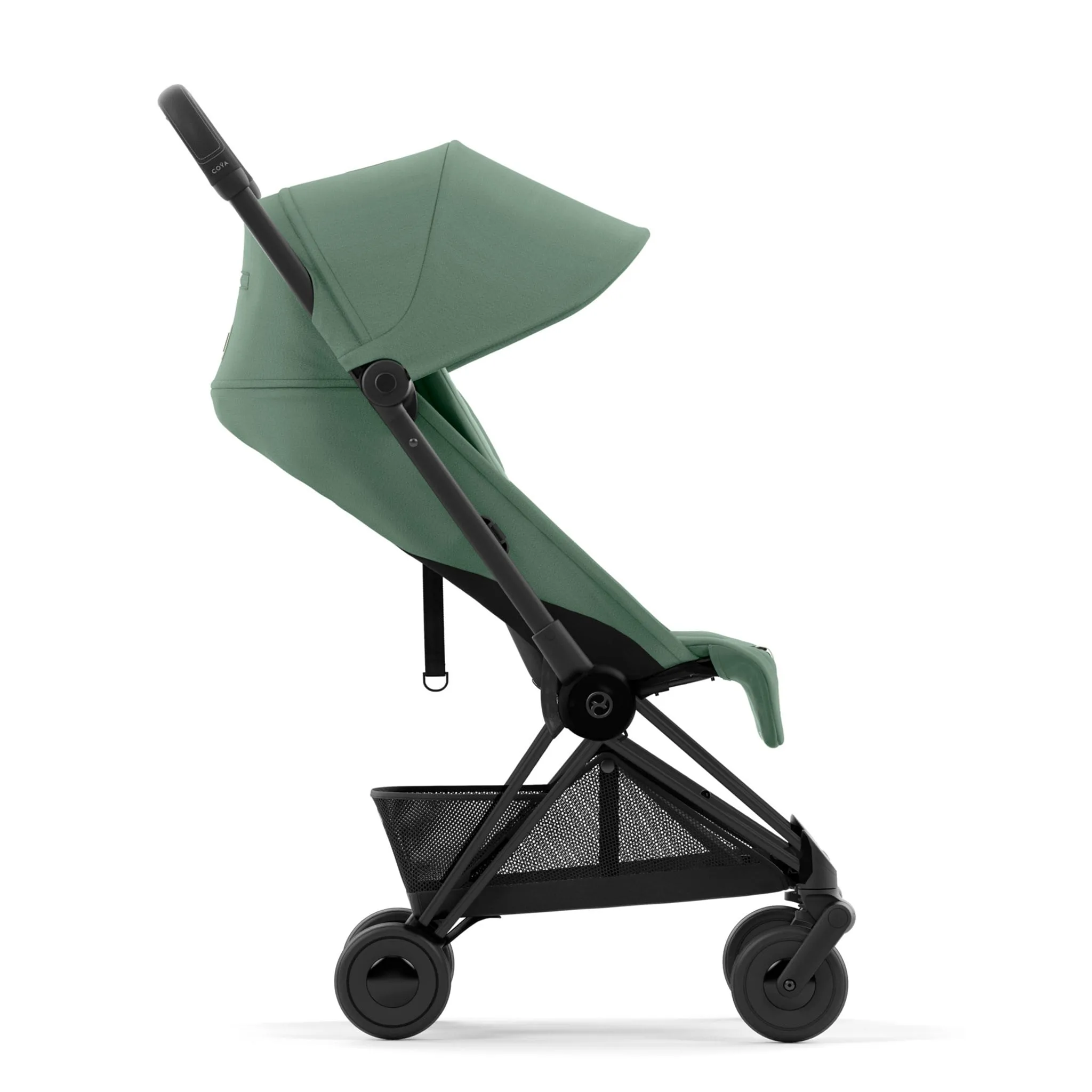 Cybex Poussette Coya - Cadre noir mat avec siège vert feuillage