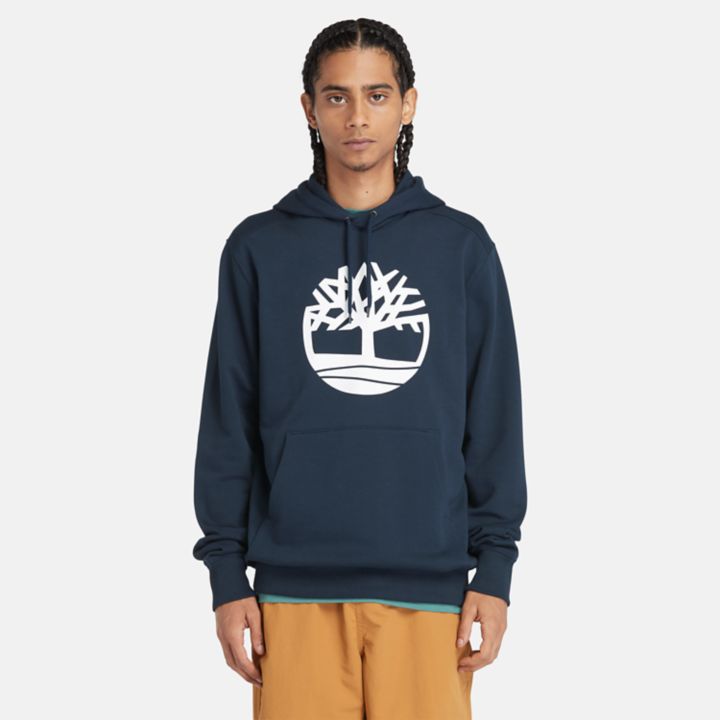 Moletom com capuz Timberland Tree Logo para homens na cor azul marinho.